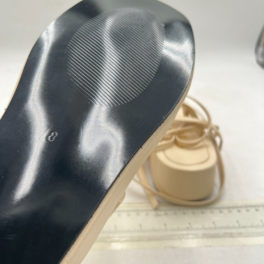 Fys Beige Split Toe Platform Sandals Strappy Lace… - image 6